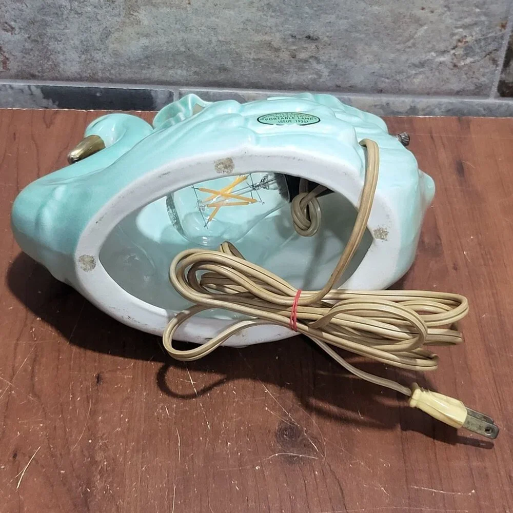 Vintage Gilded Blue Swan TV Lamp Night Light Ceramic